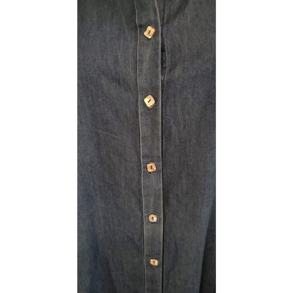 Beyond Threads Denim Shirt Dress Long Tab Sleeve Made In Peru Large Pearl Button - Picture 4 of 5